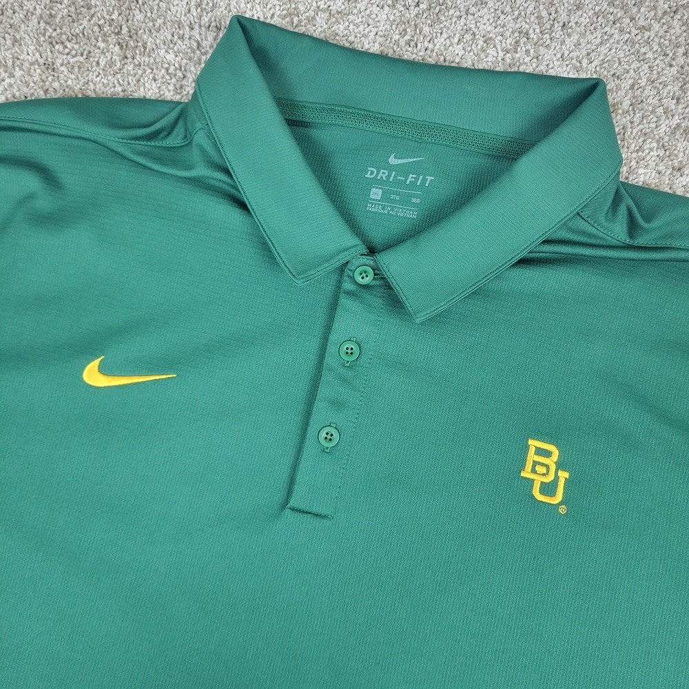 Nike Dri Fit Baylor Bears Mens 3XL Green Performance Stretch Polo Short Sleeve
